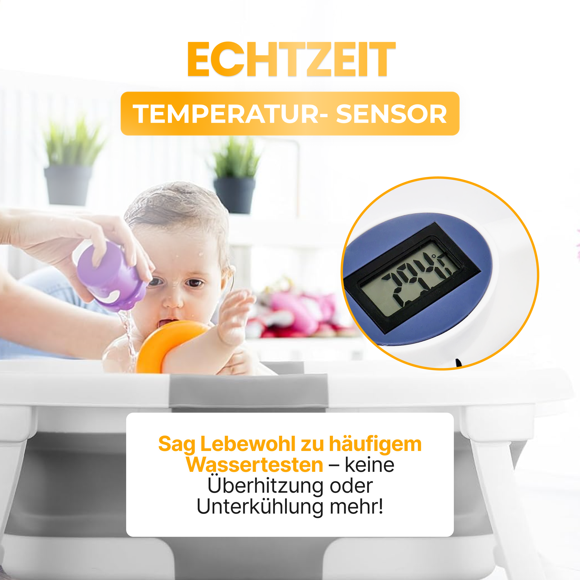Baby-Badewanne mit Thermometer