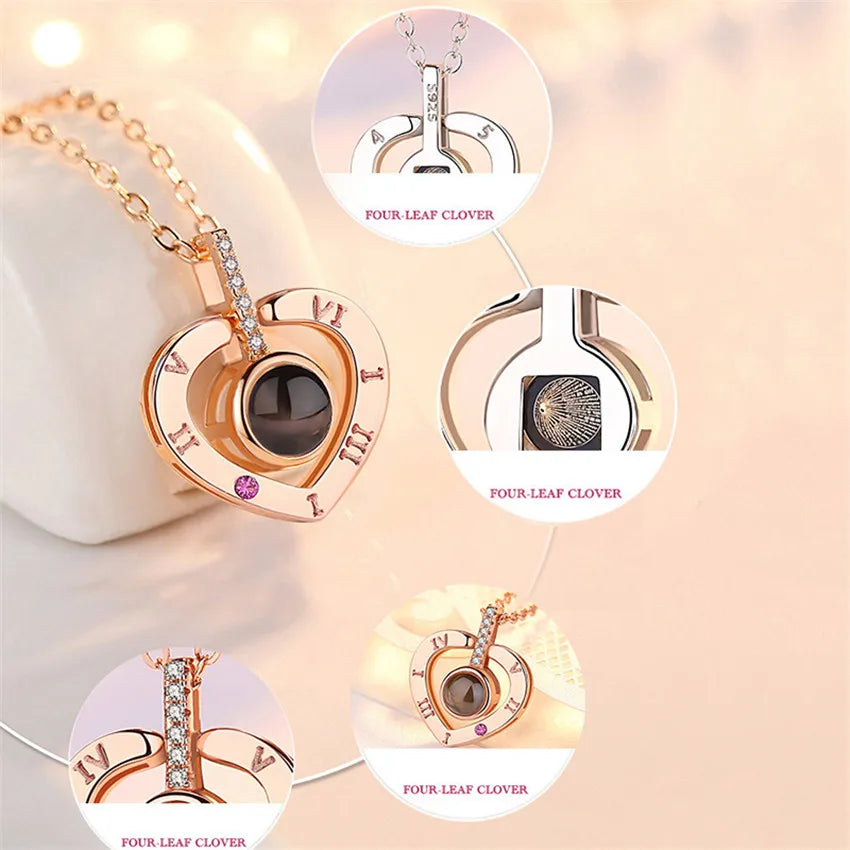 I Love You Necklace with Roses Gift Box